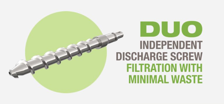 DUO independent discharge screw: filtration with minimal waste